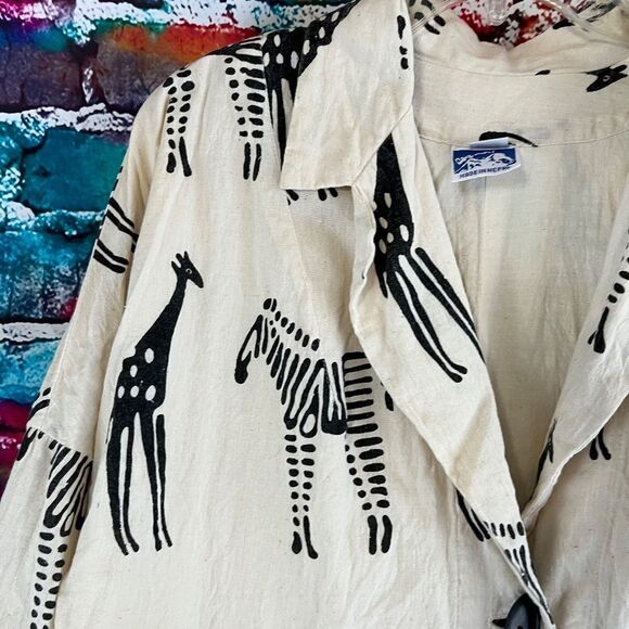 Vintage 90s Cheppu Nepal Oversized Free Size Giraffe Zebra Blazer Jacket - Picture 3 of 7